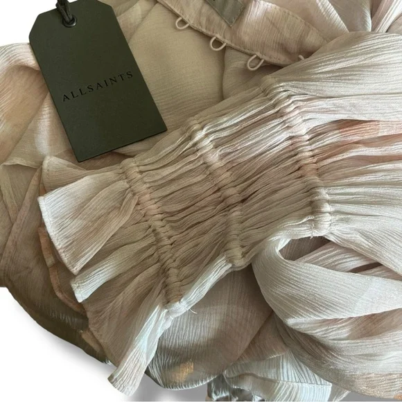All Saints Light Pink Floral Sheer Loose Fitting Blouse NEW - Picture 7 of 8